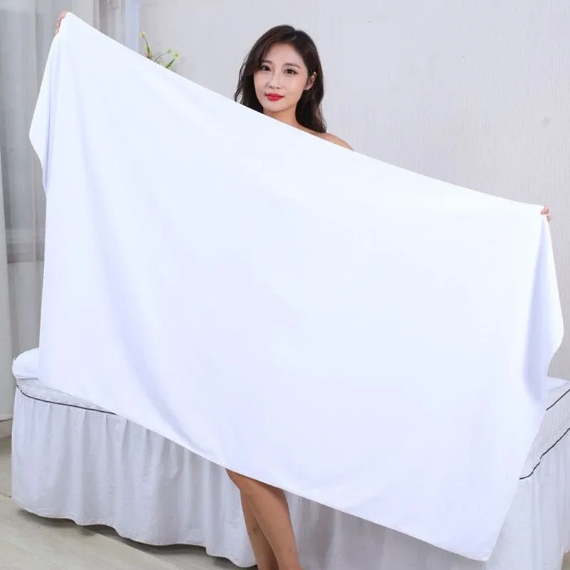 Serviette de bain en pur coton, super grande serviette de bain blanche, haute absorption, serviette multifonctionnelle, hôtel, salon de beauté