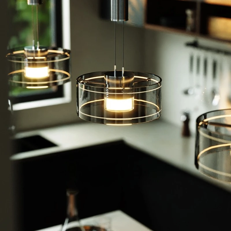 Premium light luxury modern lift bar table dining table island table lamp