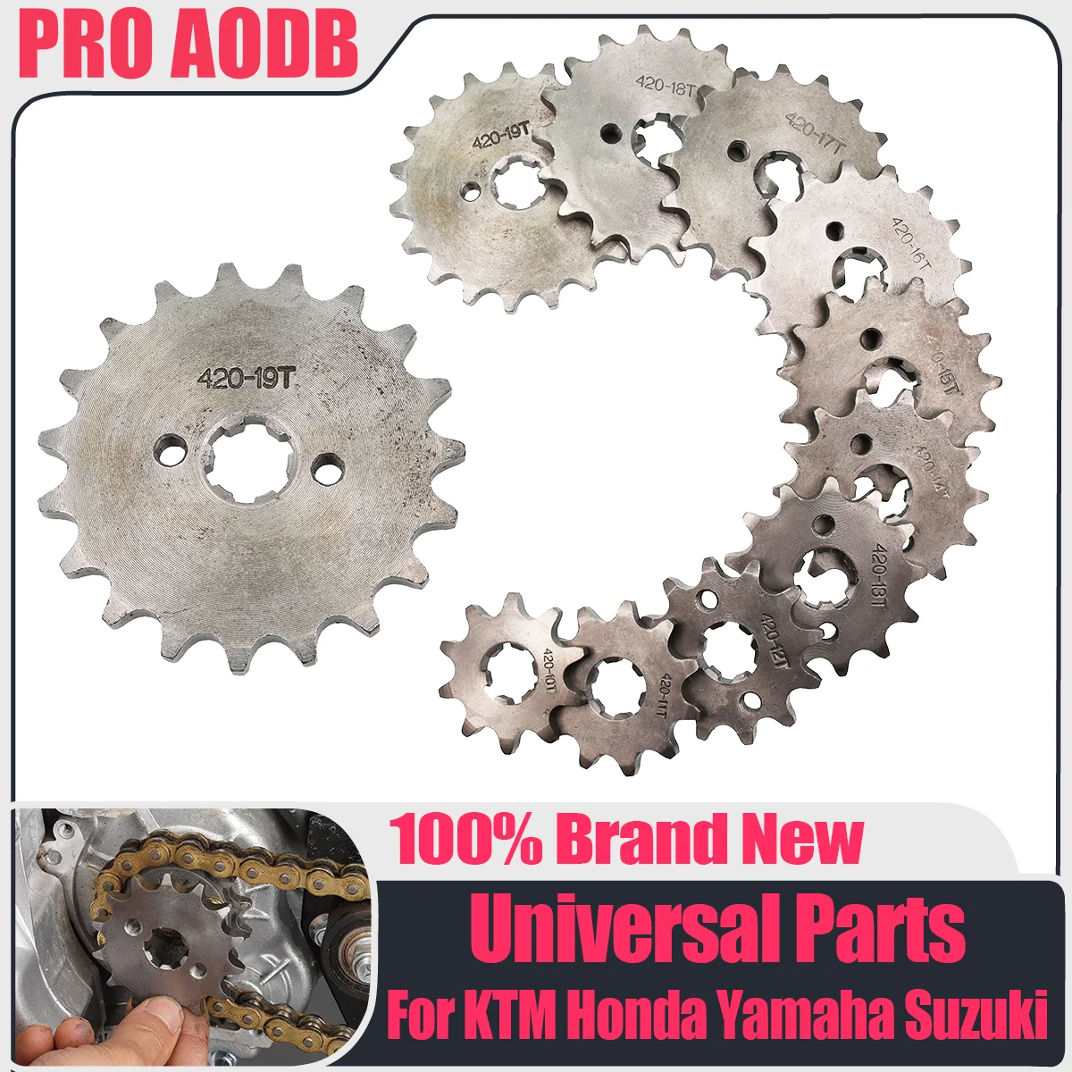 Motorcycle Teeth Front Engine Chain Sprocket With Retainer Plate Locker 420# 17mm 20mm 10T 11T 12T 13T 14T 15T 16T 17T 18T 19T