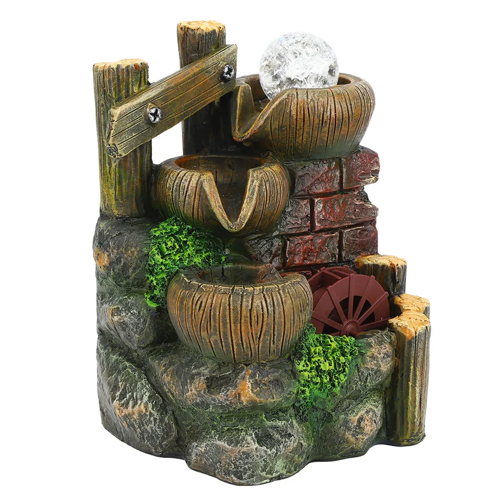 Desktop Fountain Resin Desktop Fountain Flowing Water Ornament Home Office Table Decoration AC220V-240V Table Decoration