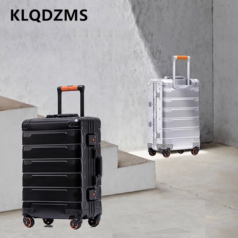 

KLQDZMS Cabin Suitcase All Aluminum Magnesium Alloy Boarding Box Men's Business Trolley Case 20"24 Inch Carry-on Travel Luggage