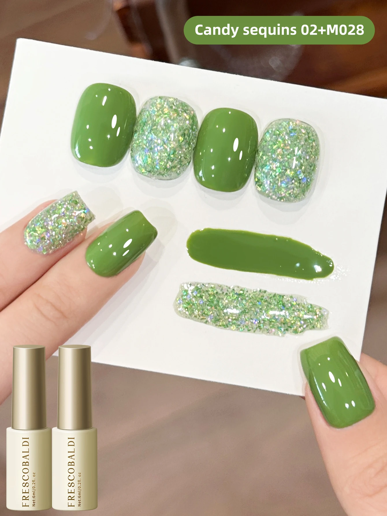 Candy Sequins 02 - New Spring and Summer Popular Nail Art Candy Sequins Pure Color 2-Color Set, with Green Sequins Matched