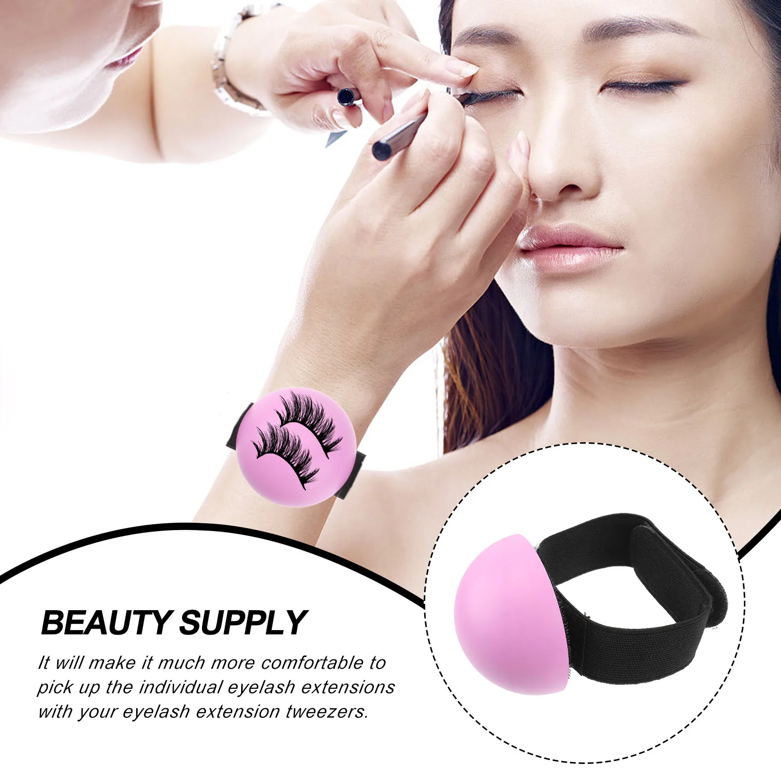 1 conjunto de palete de cílios postiços portátil, fácil limpeza, superfície lisa, bandeja de exibição de cílios com alça ajustável para enxerto confortável