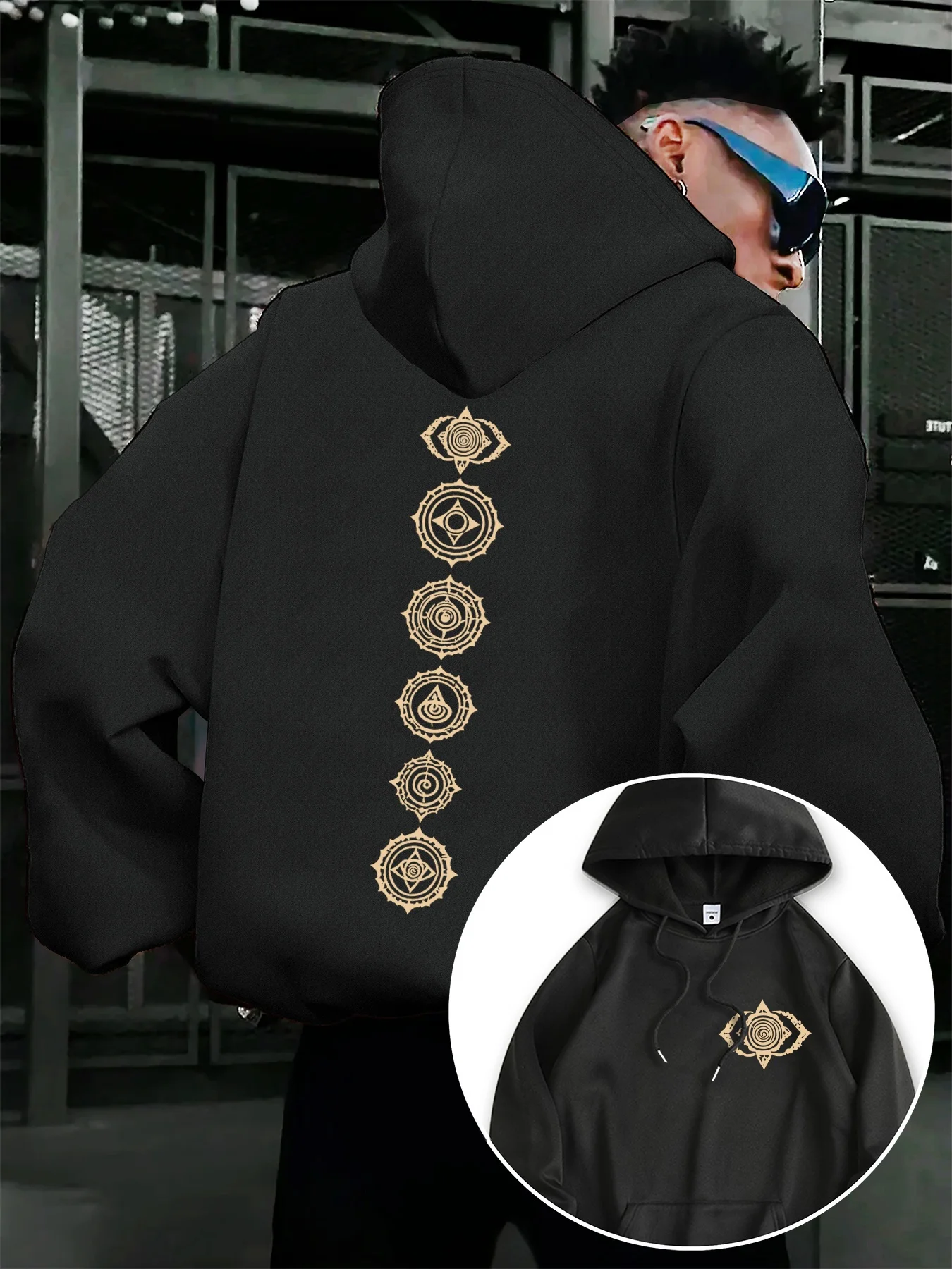 New Men's Stylish Hooded Sweatshirt Perfect for Autumn and Winter Featuring Creative Prints Fashionable and Versatile Breathable