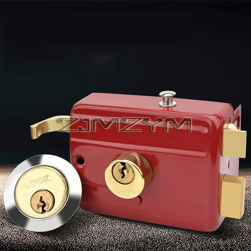 Cast Iron Anti-theft Exterior Door Retro Red Lock Multiple Insurance Lock Wooden Door Lock Security,cerradura sobreponer puertas