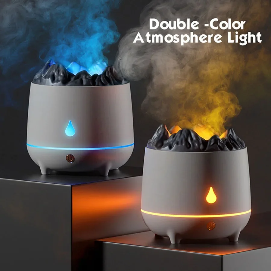 

New NEW Flame Mountain Aromatherapy Machine Air Humidifier Large Capacity 400mL, Flame Night Light Creative Aromatherapy