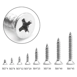 10/30/50pcs M2 M3 M4 M5 M6 304 Stainless Steel Cross Phillips Flat Countersunk Head Self Tapping Wood Screws Small Bolts