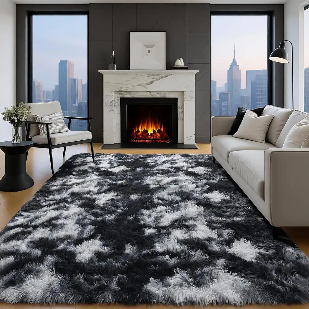 

Shag Fuzzy Fluffy Rugs for Living Room, 5x8 Kids Playroom, Classroom, Dorm, Soft Shaggy Carpet for Home Decor, Aesthetic Plush R