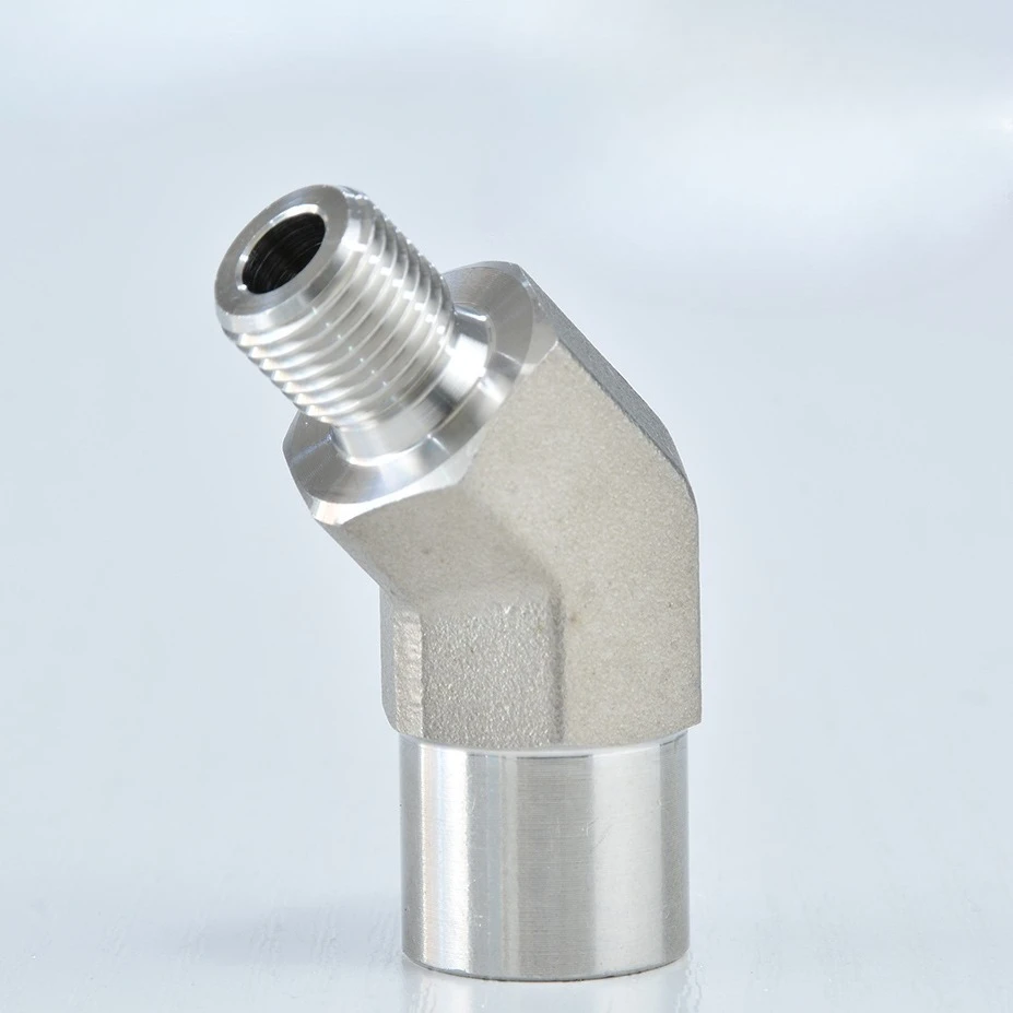 1/8" 1/4" 3/8" 1/2" BSP Female To Male Thread 304 Stainless Steel High Pressure 45 Degree Elbow Forging Pipe Fitting Adapter
