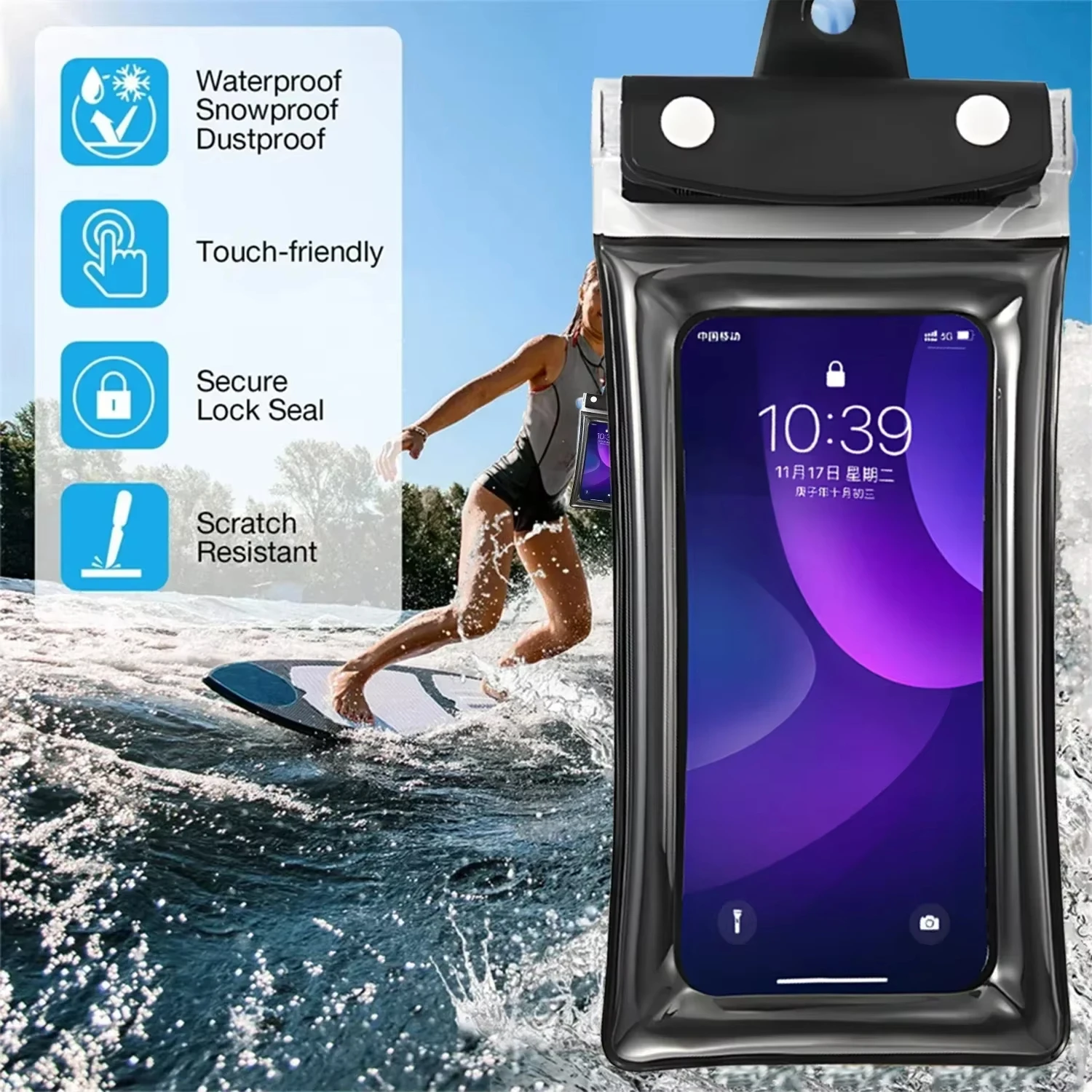 防水電話ポーチユニバーサル透明タッチスクリーンストラップ付き携帯電話プロテクタービーチ水泳ダイビング密封バッグ