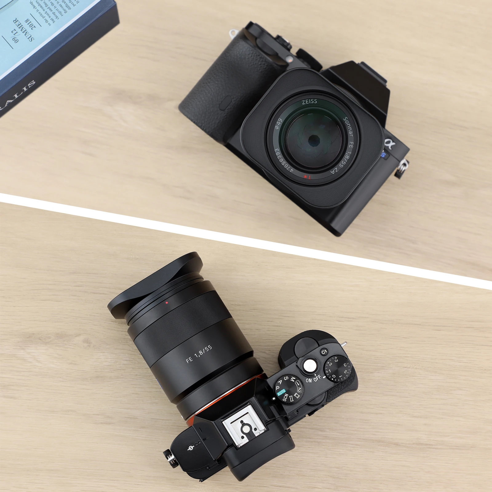 55mm f1.8 za メタルフード付き Haoge スクエアメタルレンズフードバヨネット ソニー FE 55mm f1.8 ZA