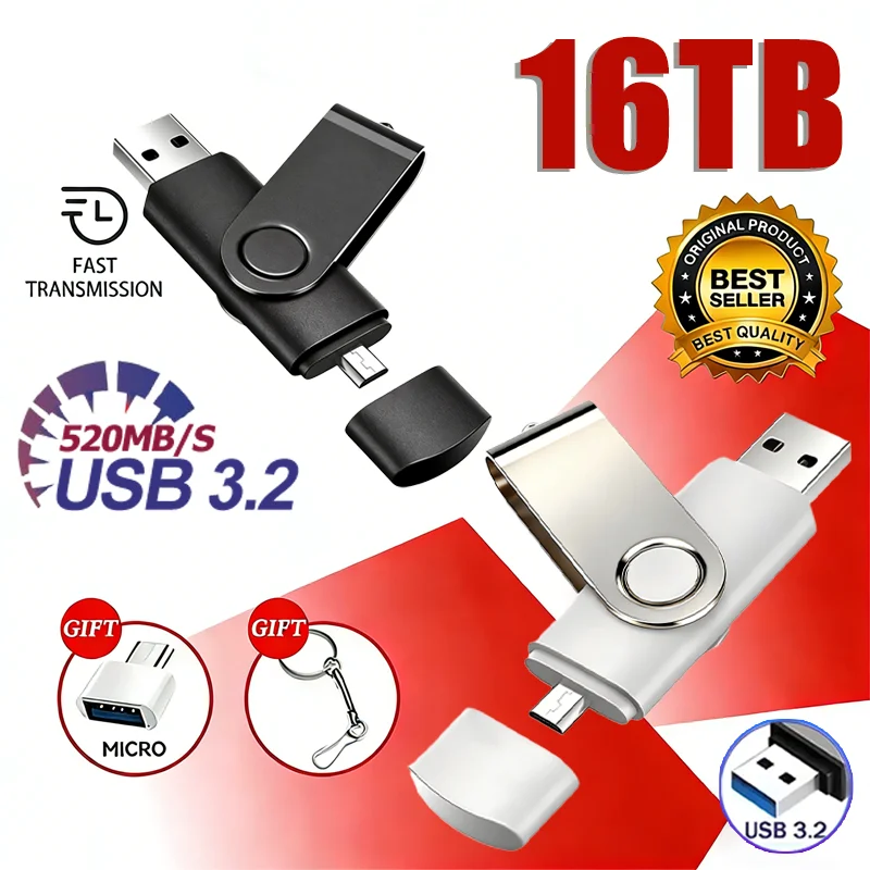 Original 2TB 1TB USB 3.2 Flash Drives High Speed Transfer Metal Pen Drive Type-C USB Interface Pendrive Flash Disk Waterproof