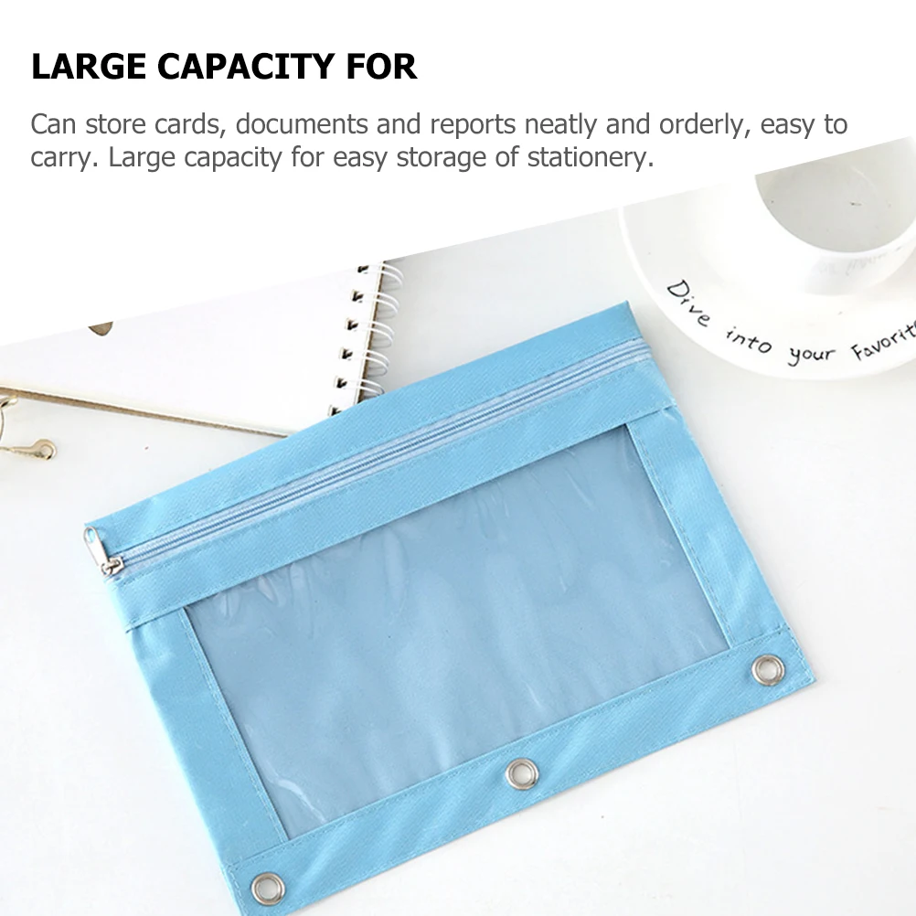 

4 Pcs Binder Pencil Pouch Oxford Cloth Stationery Bag Zipper File Pocket Large Capacity Pen Holder Office Supplies