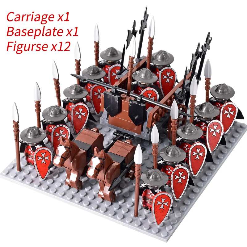 Medieval Knights mini Action Figures Building Blocks Roman Spartan Chariot Carriage Soldier War Horse Bricks Toys for Kids Gifts