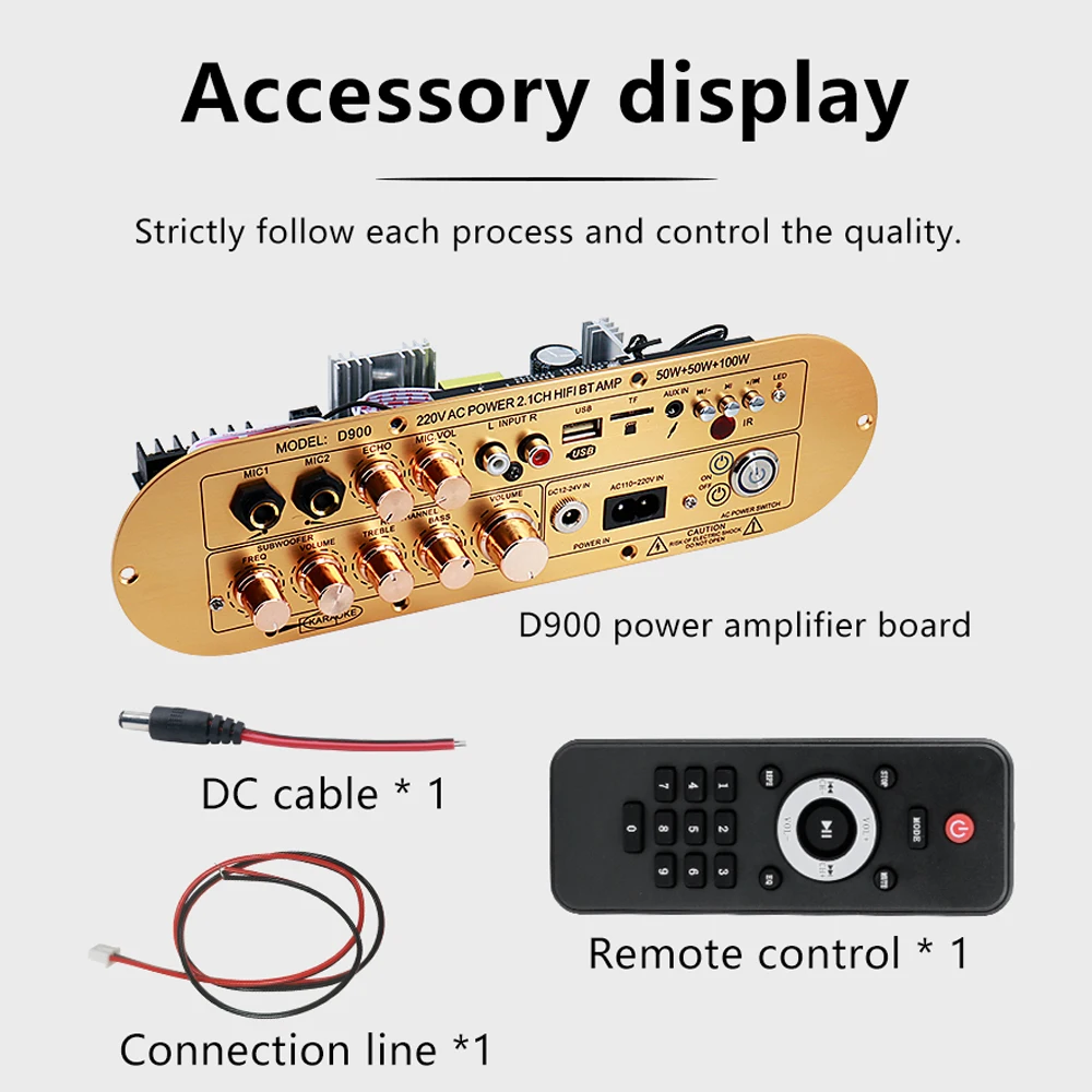 D900 Bluetooth 5.0 Amplifier Board 50W+50W+100W 2.1 Channel HiFi Subwoofer Audio AMP for Outdoors Car Home Karaoke DIY Speakers