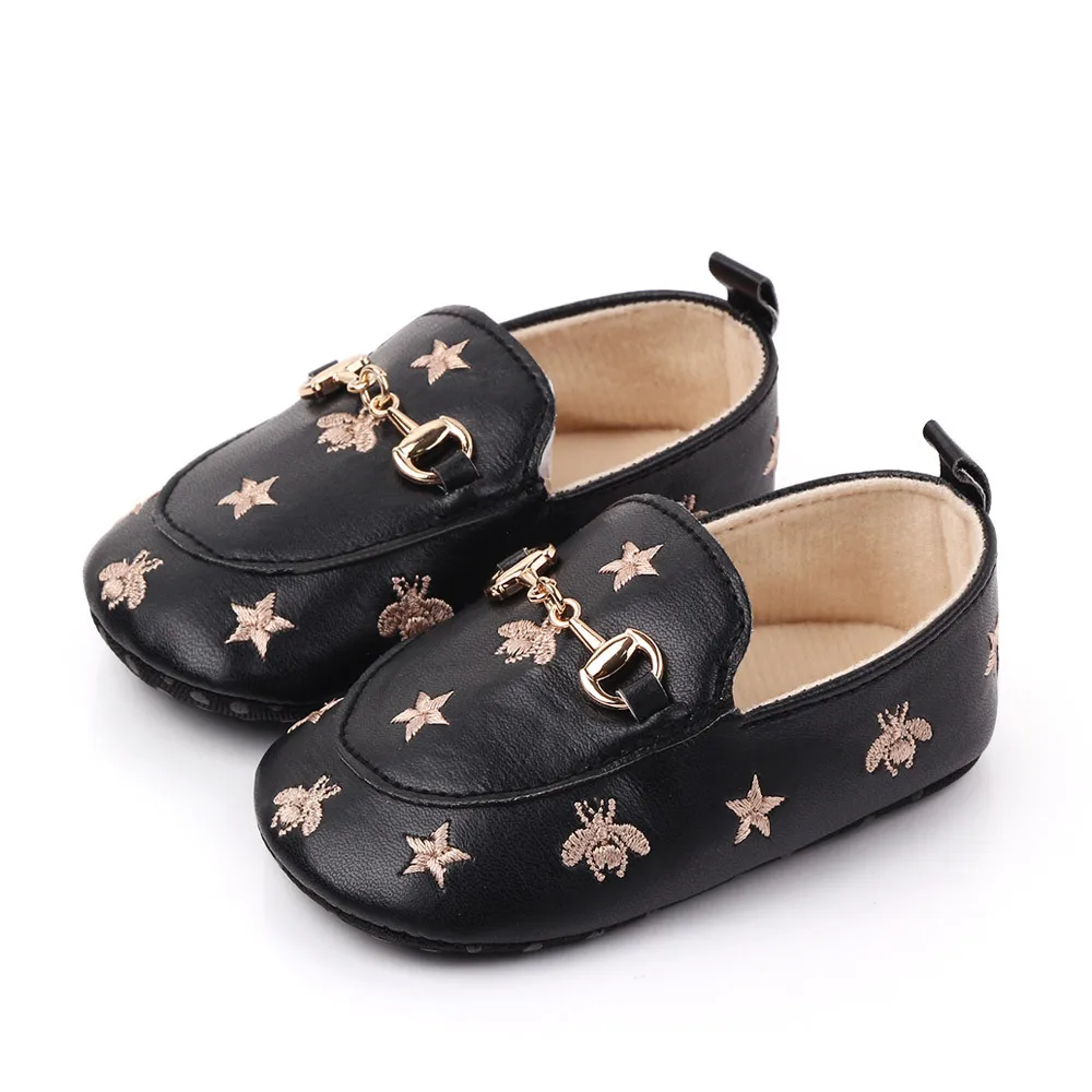 Brand Infant Boy Crib Shoes 1 Year Baby Item Footwear with Bees Stars Newborn Casual Loafers Toddler Soft Moccasin for Girl Gift