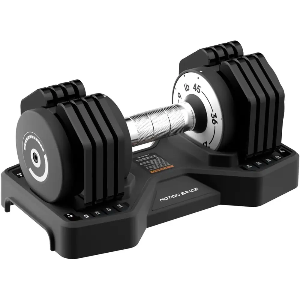 

Quick-Adjust 45LB Single Dumbell, 1-Second Lock System, 5-in-1 Weights, Non-Slip Metal with Tray, Ideal for Home Fitness