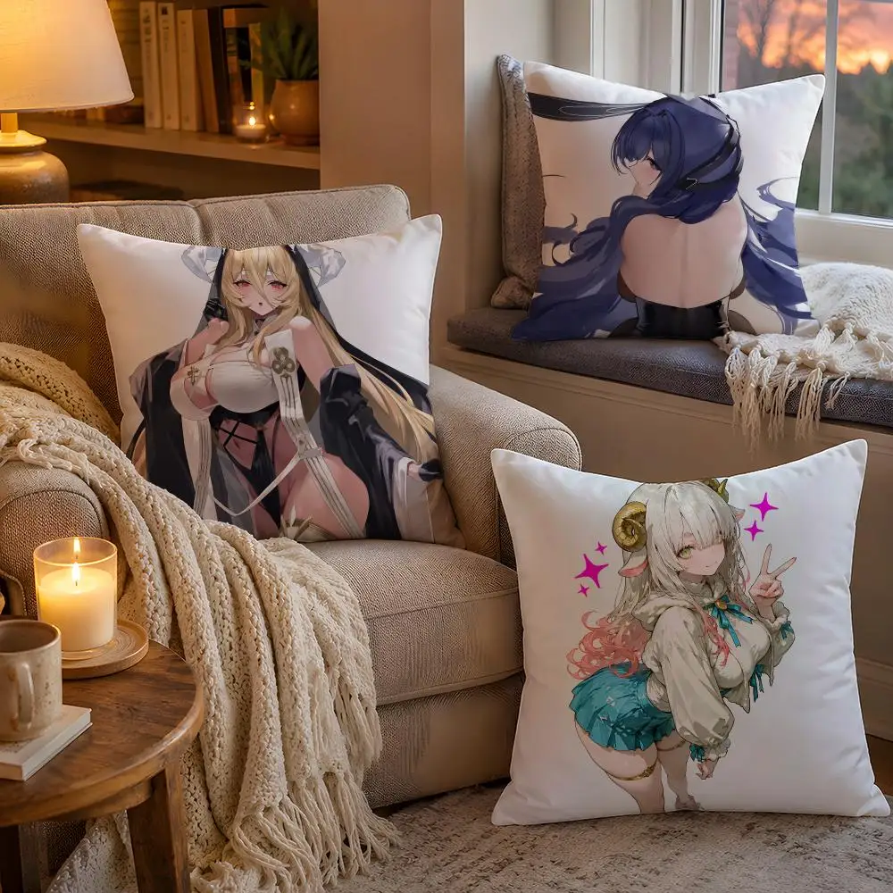 Hot Game Anime A-Azur LaneS Cushion Cover 1pc Square Pillow Cover Soft Plush Fabric Removable Washable Sofa Chair Bed Decoration