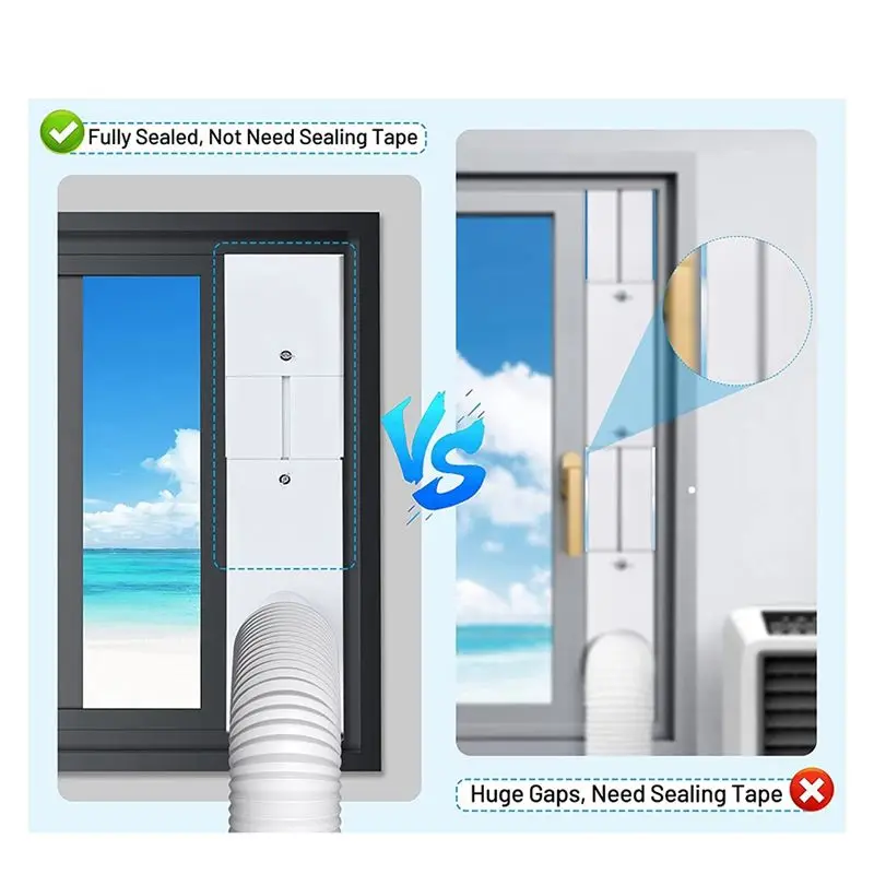 PORK-Portable Air Conditioner Window Vent Kit With 5.9In Exhaust Hose Seamless Adjustable Sliding Door AC Kit Window Seal Kit