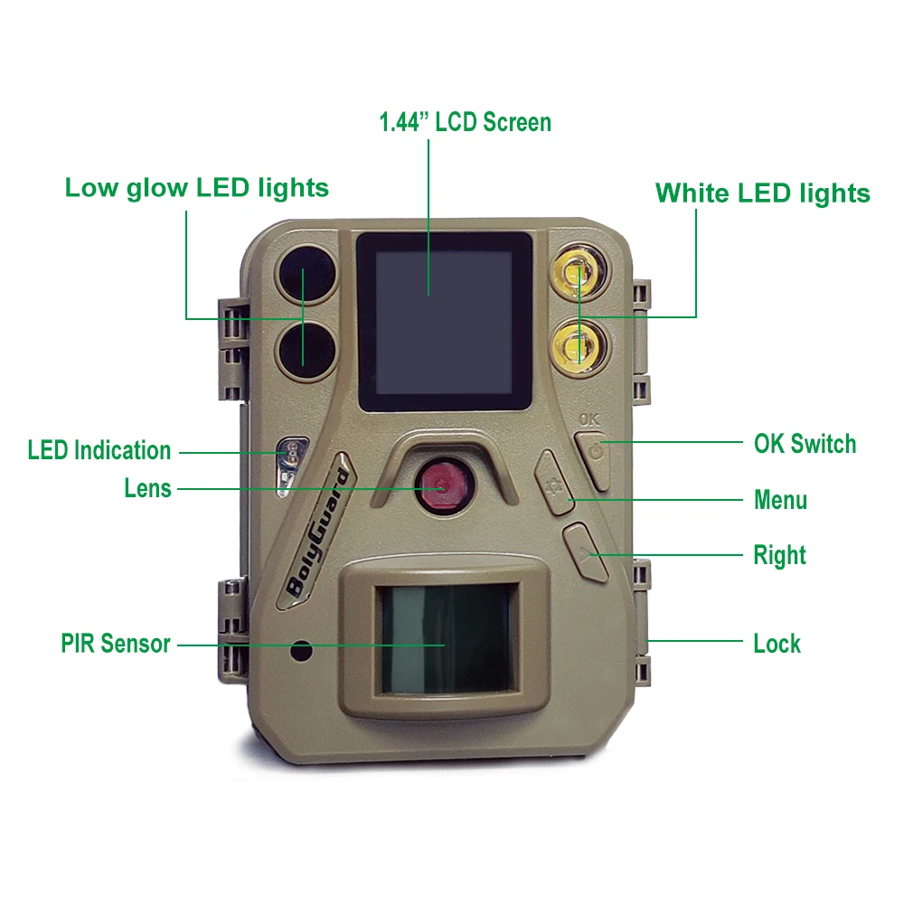 Imagem -02 - Boly-mini Sized Hunting Game Câmeras Dual Flash 4k 30fps Sg520-d 32g Cartão sd Vermelho ir Led Branco Portátil Wildlife Security