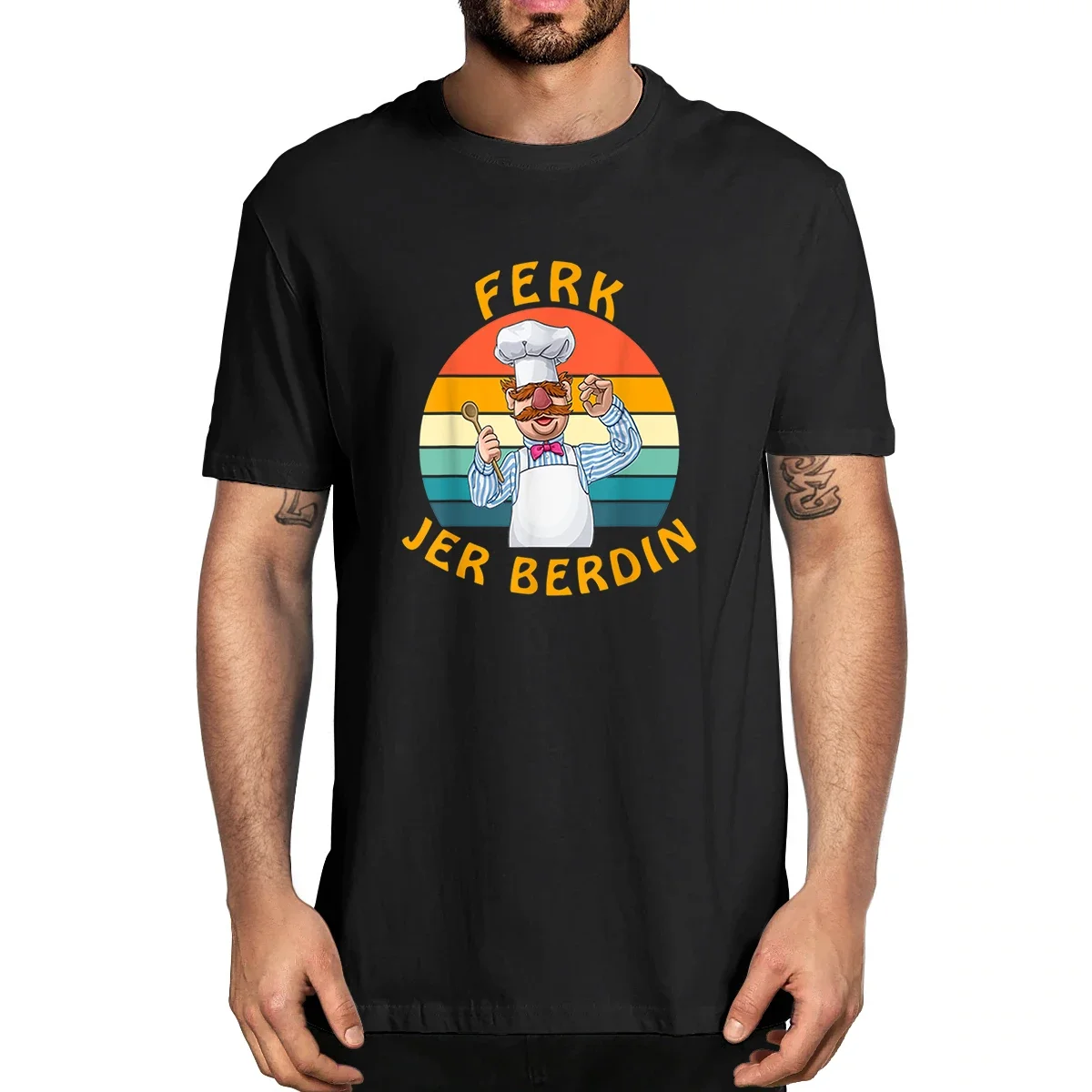 100% de algodón divertido Ferk Jer Berdin Chef sueco Vintage hombres novedad camiseta mujer Casual ropa de calle Harajuku camiseta de gran tamaño