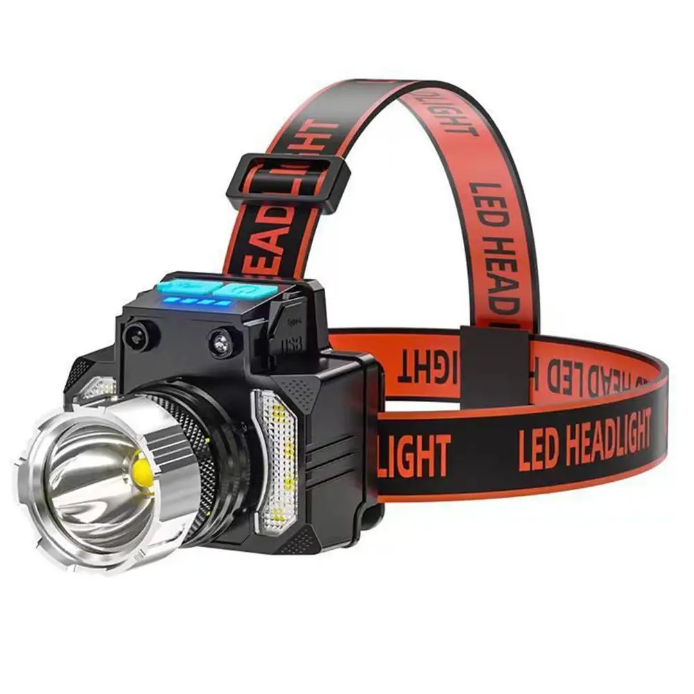 Faro de inducción para exteriores, pesca, recargable por USB, 1200mAh, faro de emergencia, resistente al agua, luz fuerte, Sensor de movimiento L2V9