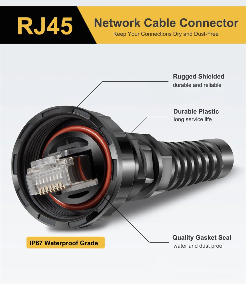 Conector ANX 010-10603-00 RJ45 à prova d'água, 2 pacotes, compatível com conector de cabo de rede Garmin Marine macho para macho IP67 avaliado