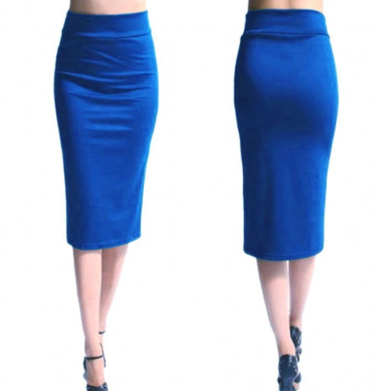 Hot Sale Vrouwen Kokerrok Nieuw Dames Kantoor Stretch Bodycon Midi Rok Dames Hoge Taille Mid-Calf Jersey Rokken Puls Maat Xl