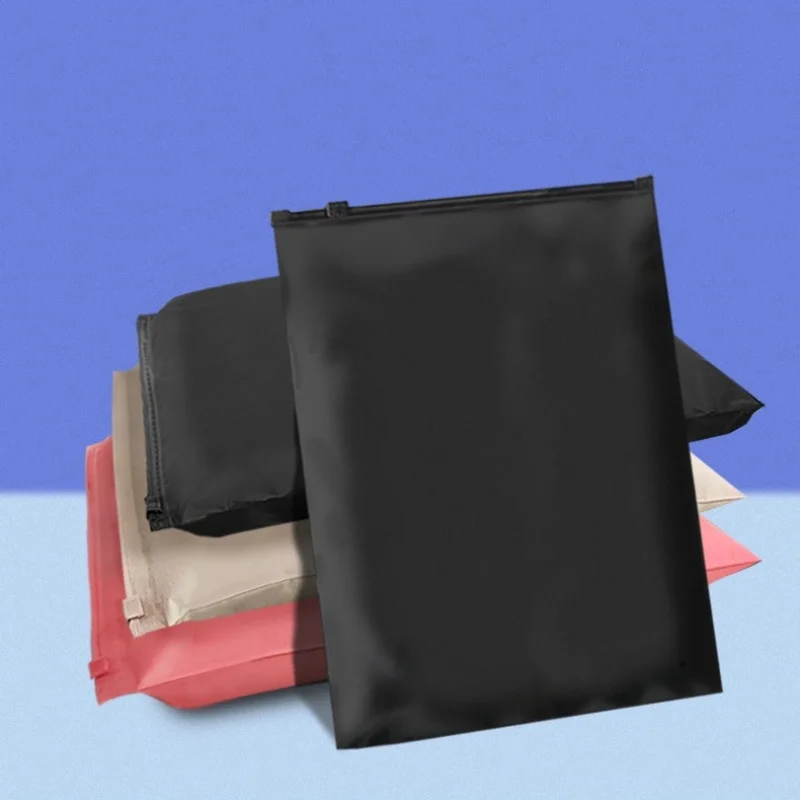 StoBag 50/100pcs Wholesale Color Frosted Matte Zipper Bags Clothes Packaging Pouch Plastic Sealed Shirts Storage Reusable Pocket