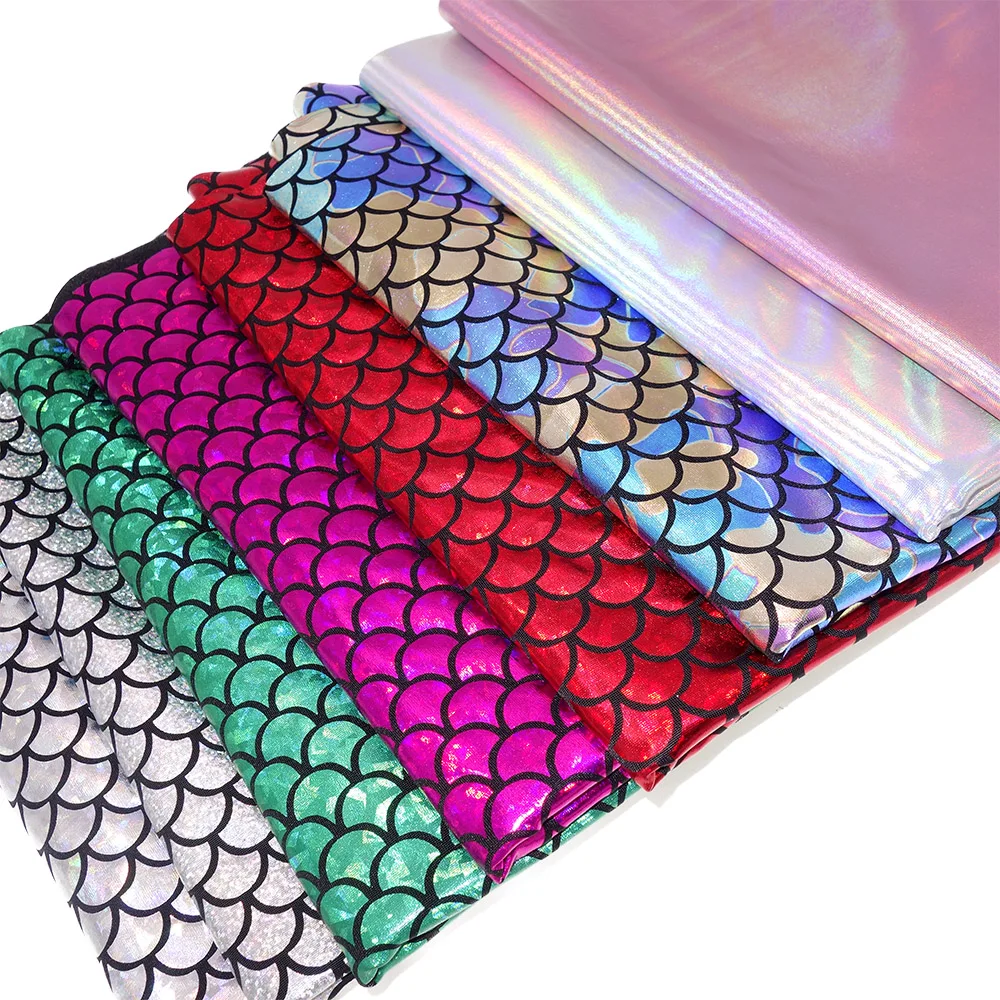 150CM Wide Fish Scale Bronzing Cloth Stage Performance Clothing Fabric Elastic Laser Magic Fabric Color Decorative Fabric