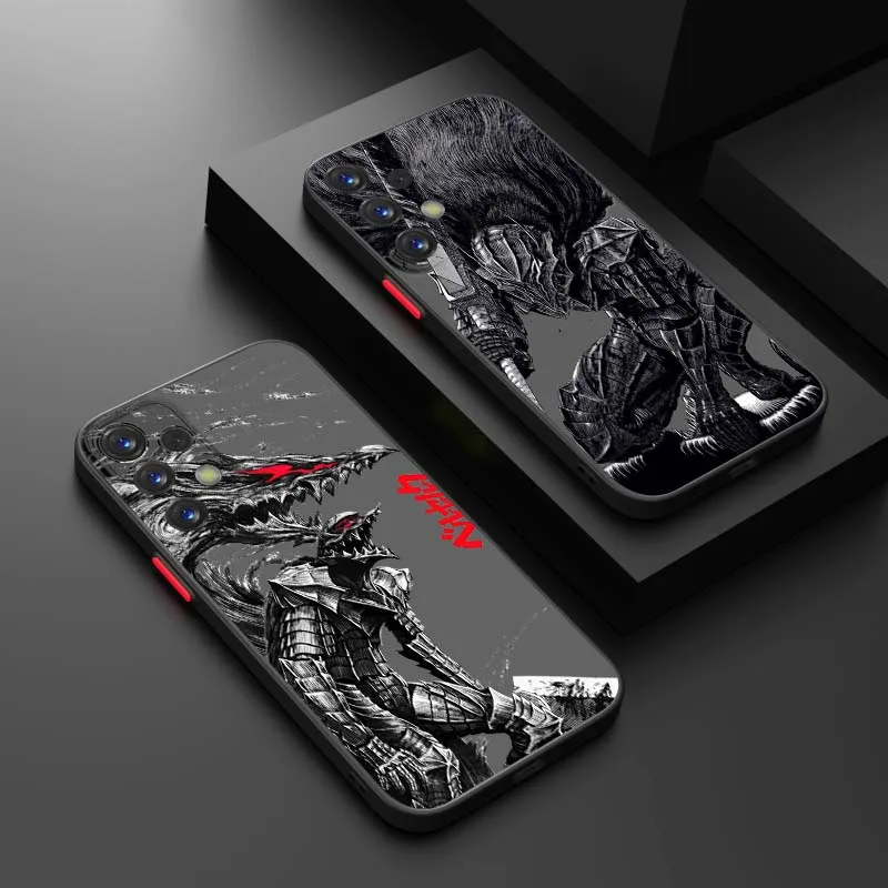 Berserk Guts Fighting Phone Case For Samsung Galaxy A71 A56 A55 A54 A53 A52 A51 A17 A16 A06 Frosted Translucent Cover