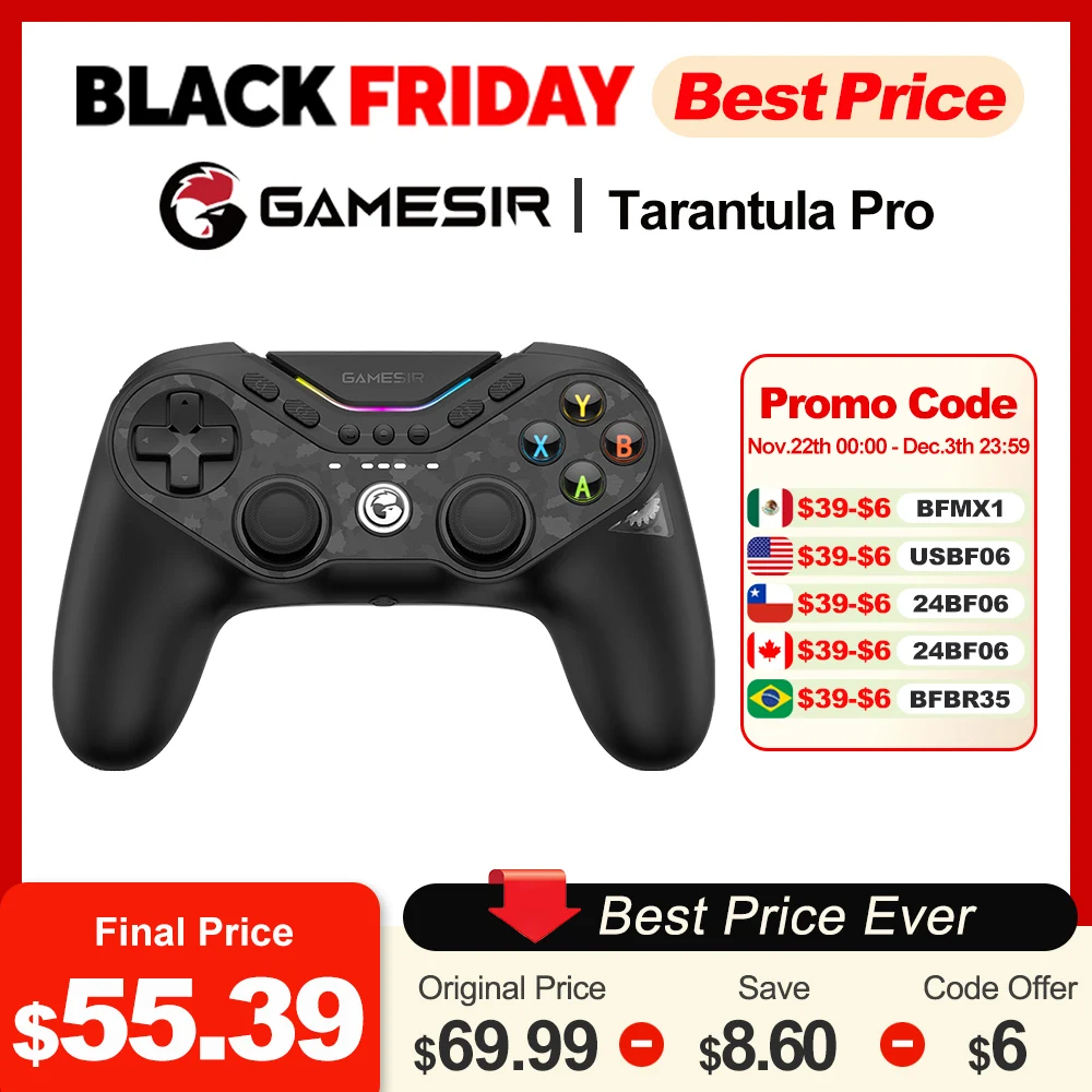 GameSir Tarantula T3 Pro Wireless Controller Nintendo Switch Gamepad PC iOS Android Mag-Res TMR Joystick Switchable Face Buttons