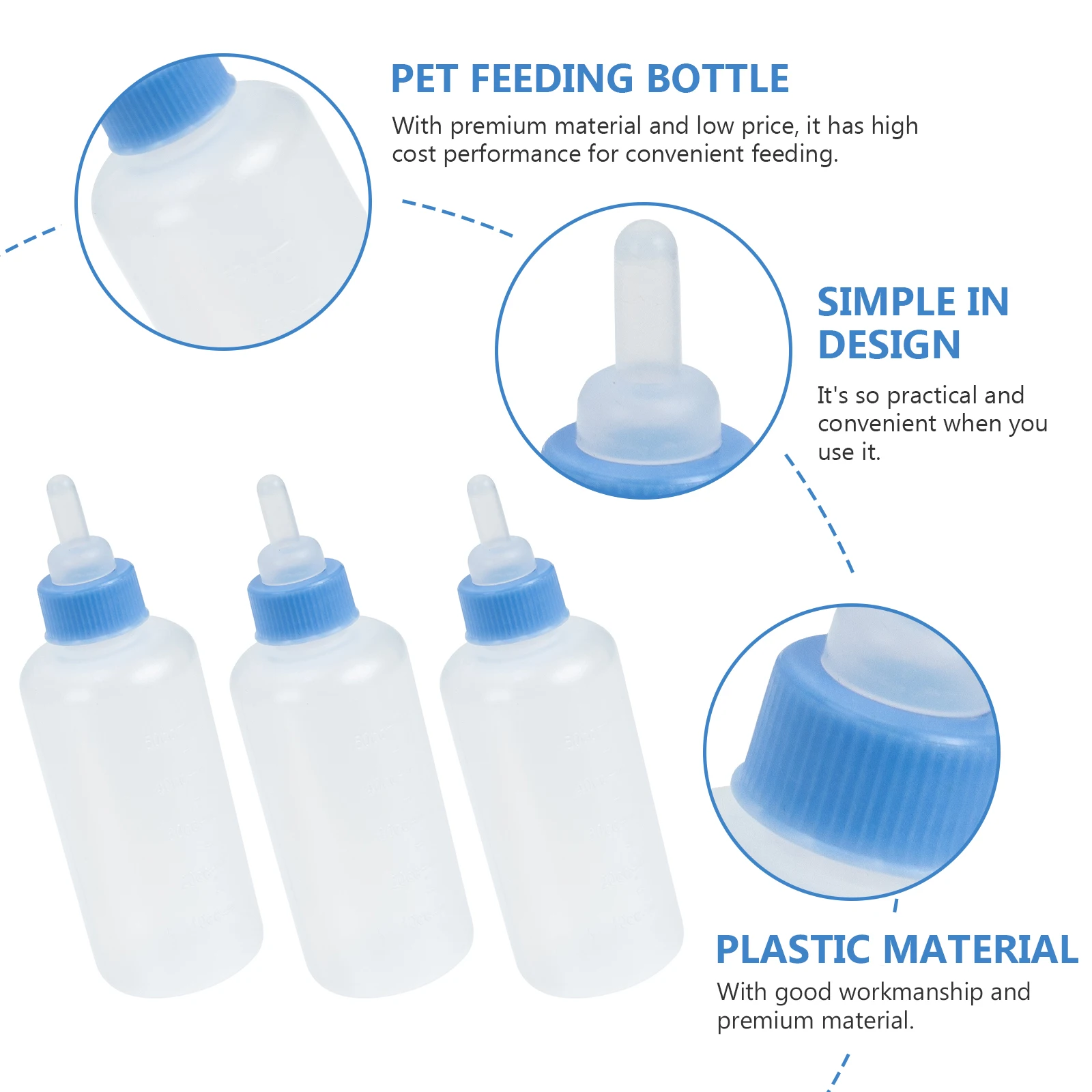 

3pcs Cat Feeding Bottle Lightweight Pet Feeder Puppy Hamster Lamb Premium Plastic Water Dispenser High