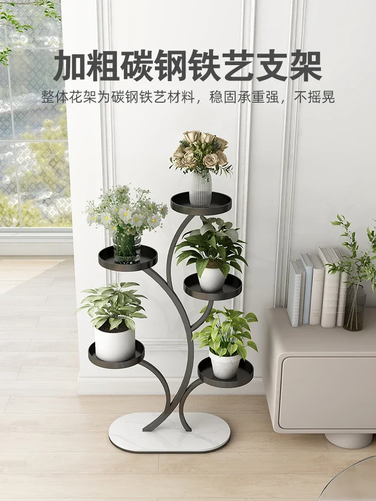 Living room flower stand 2024 new balcony outdoor courtyard wrought iron succulent green dill shelf multi-layer floor flower