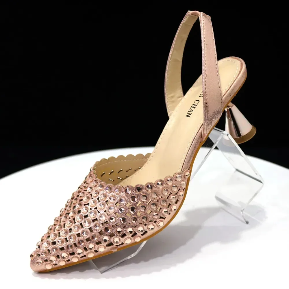 Shiny Gold Rhinestone Shoe & Bucket Bag Set | Pointed Crystal Heels, Womens Lux Wedding Eve Bridal Formal Prom Match Purse Kits