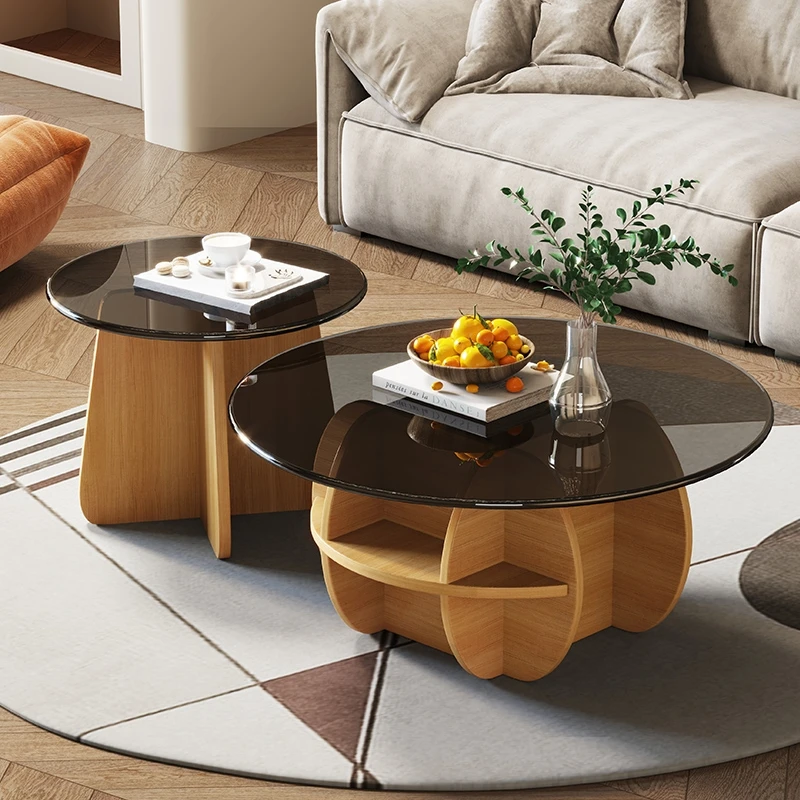 

Corner Luxury Coffee Tables Round Living Room Modern Elegant Floor Glass Table House Mesas De Centro Para Sala Home Furniture