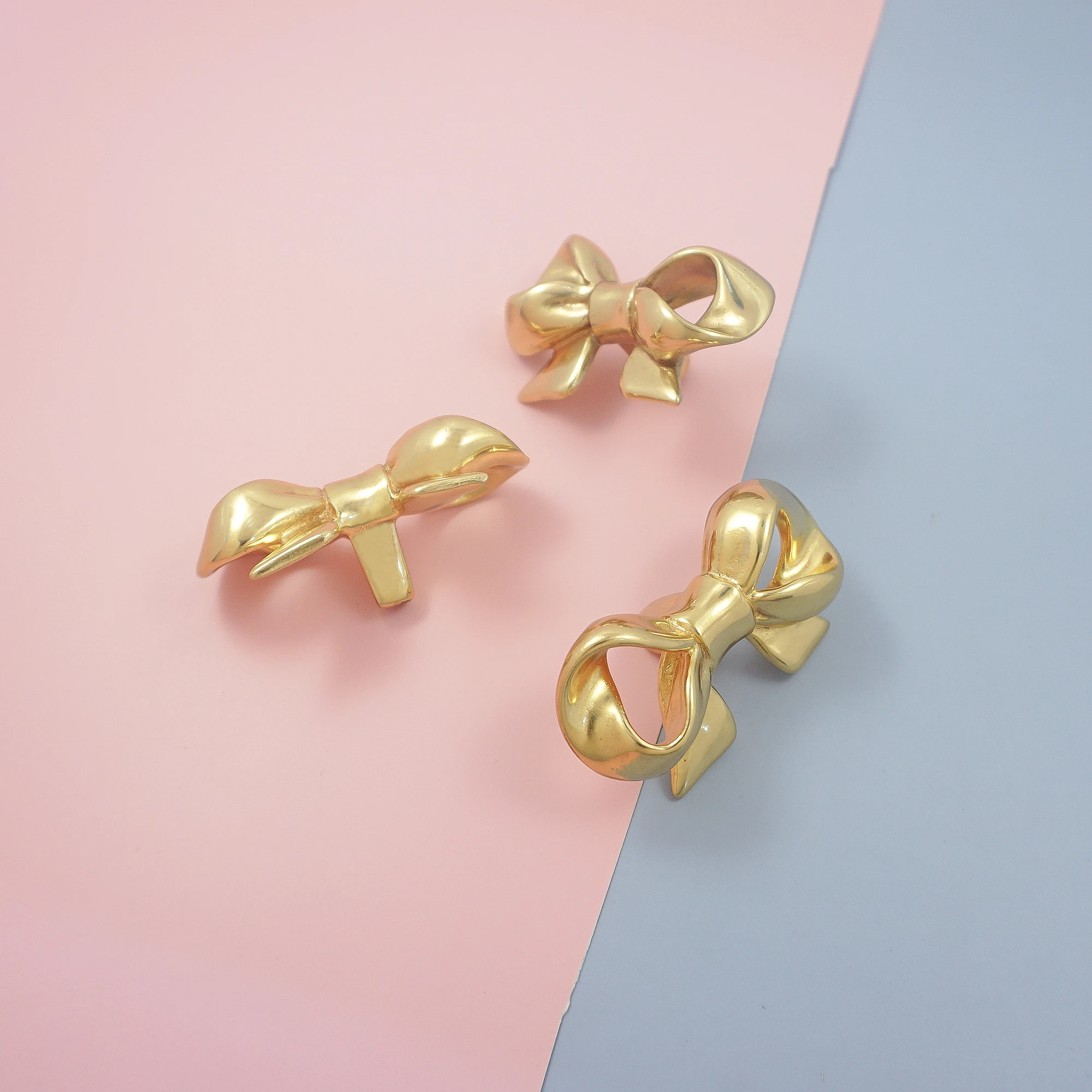 Solid Brass Gold Bowknot Knobs for Cabinets and Drawers Decor Wardrobe Pulls for Children's Room Modern Furniture Hardware