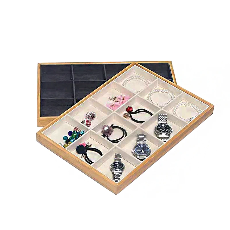 

Поднос-органайзер для украшений из бамбукового бархата: для колец, серег, ожерелий, браслетов, подвесок