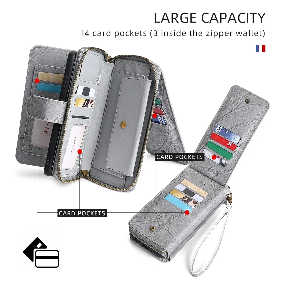Custodia per telefono portatile in pelle a portafoglio retrò per IPhone 16 15 14 13 12 Mini 11 ProMax XS XR Plus Borsa con slot per schede Custodia magnetica