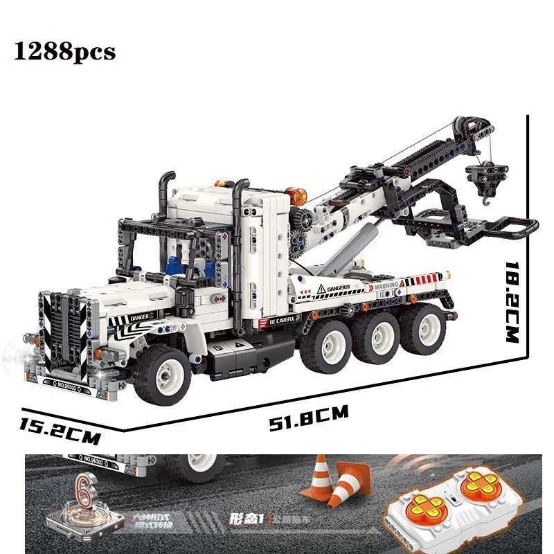 

Toys for Birthday Gift Set 96000 1288pcs Technical RC Highway Trailer Tractor Building Blocks Bricks Assembling Model