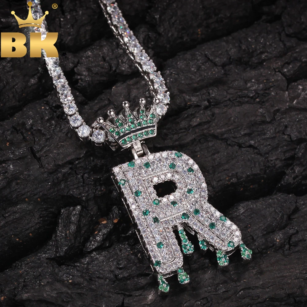 

TBTK Pendant Necklace Men's And Women's Custom Crown Drip Bubble Initial Letter A~Z New Style PopularJewelry New Style