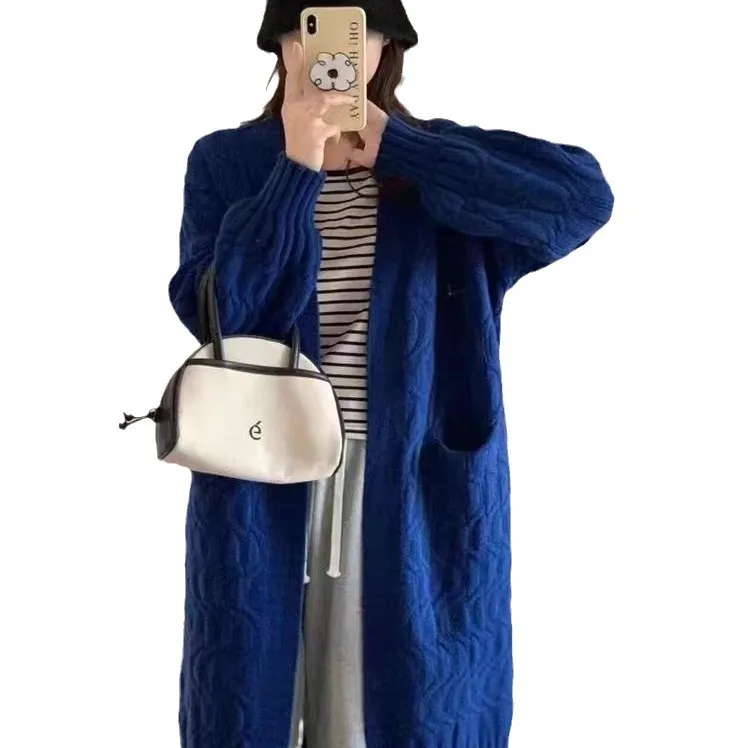 Cárdigans largos finos de gran tamaño 2025 para mujer, prendas de vestir exteriores de punto de manga larga para invierno, cárdigans finos huecos para mujer de verano