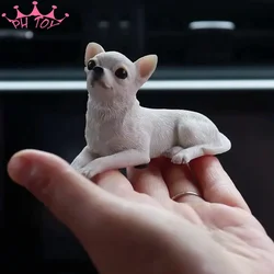 1/6 Scale Chihuahua Simulation Dog Model Car Ornament Resin Handicraft Figures for 12inch Action Figures Soldier's Ornament Toy