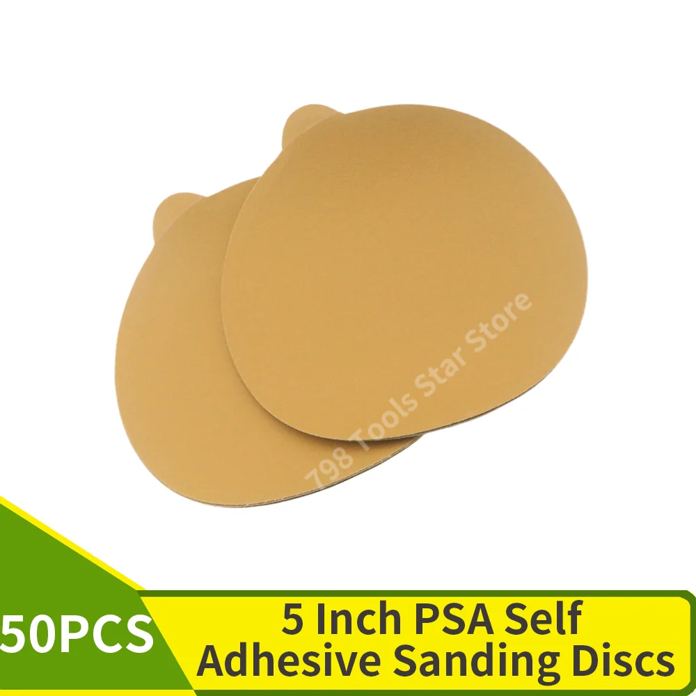 50PCS 5" Self Adhesive Sanding Discs,P40-P800 Sticky Back PSA Sandpaper Set,Aluminum Oxide Discs for DA Sander Auto Wood Paint