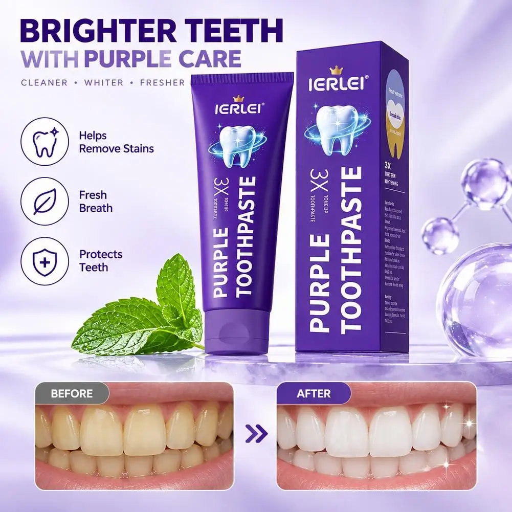 V34 Colour Corrector Toothpaste Effectively Reduces Yellow Tones, Deep Cleansing Oral Fresh & Bright Smile