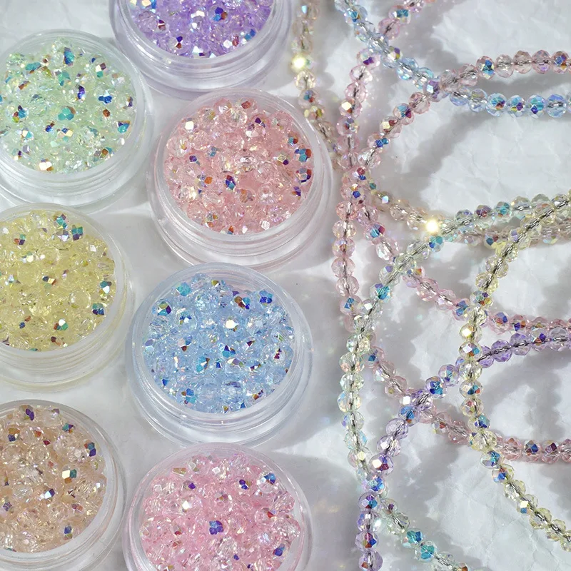 1 Strand 100Pcs 3Mm Imitation Crystal Glass Beads, Mini Faceted Loose Beads For Nail Art Diy Jewelry Making