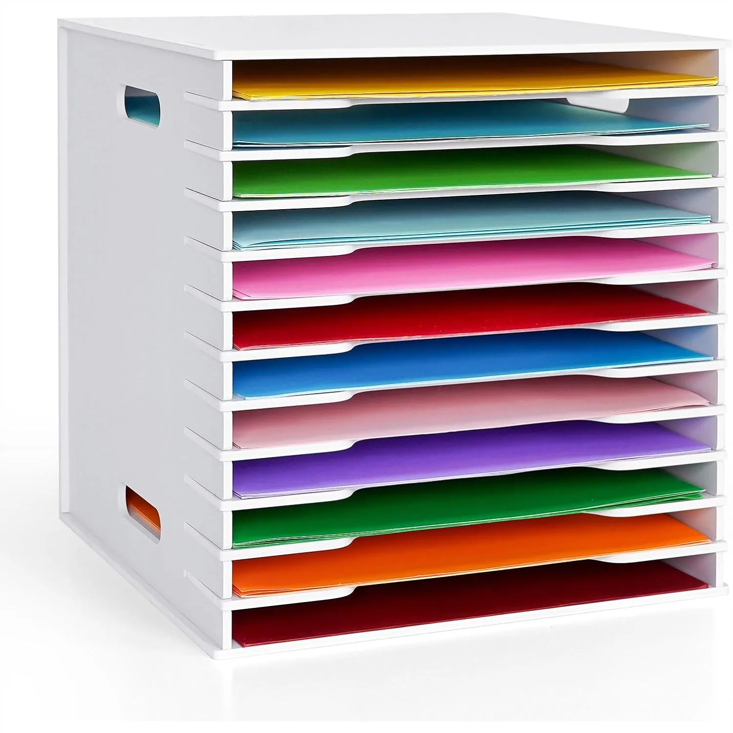 

Scrapbook Paper Organizer for 12x12 Sheets, 12 Slots File Sorter Storage Rack, Desktop Document Holder for Home Office School