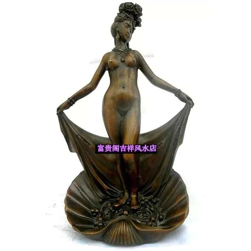 girl statue figure bronze Pure Brass The Art Home beauty decoration crafts copper Yuhuan Royal bathing Statue Sculpture