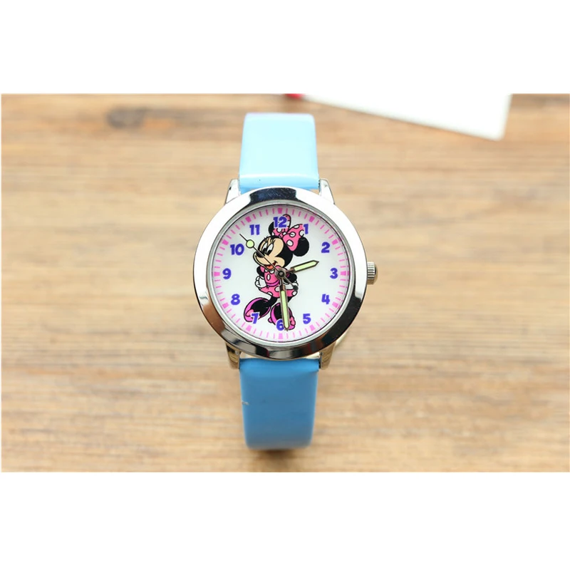 NEW Disney Minnie Mouse Kids Watch Mickey Minnie Mouse Anime Figure Watches Children Cartoon Quartz Watches for Girls Gifts Toys