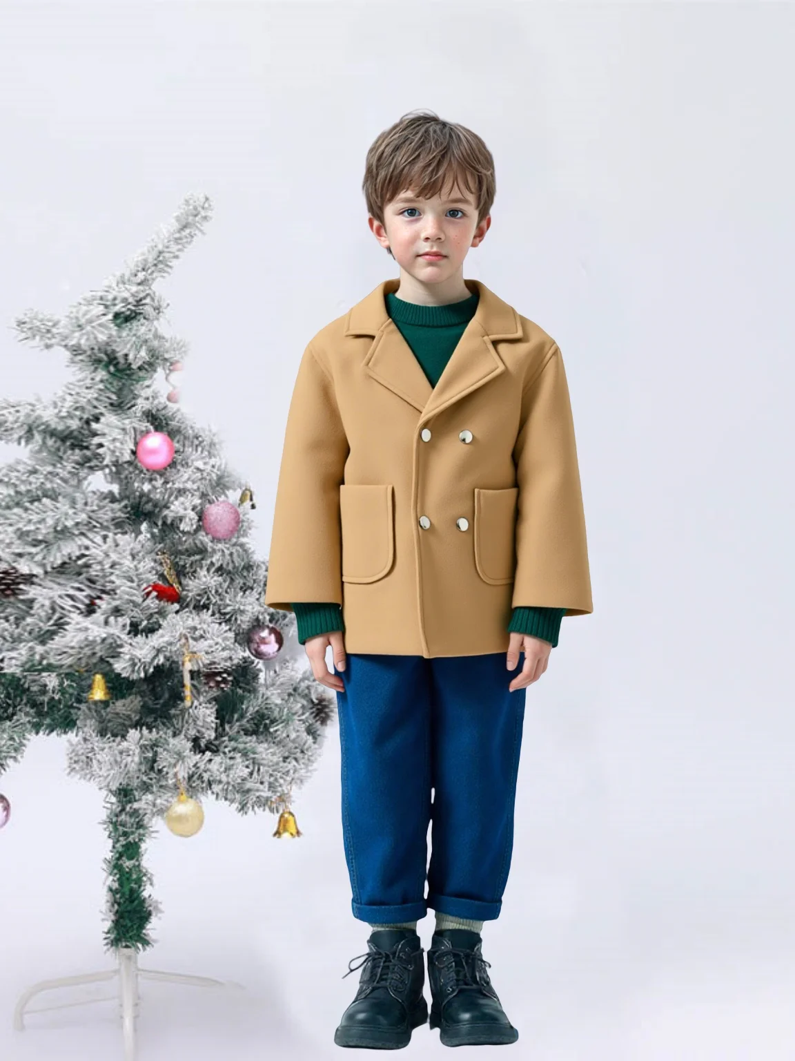

Kids New Year Photography Woolen Coat School Children Windproof Outdoor Jacket 3-11Y Boys Girls Christmas Winter Warm Wool Coat